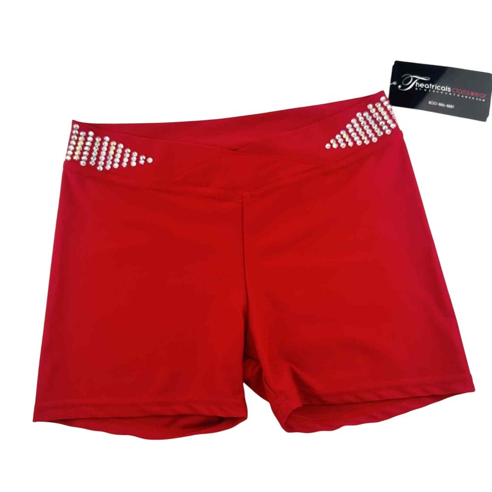 NFL NBA Pro Cheer Dance Audition Red Shorts Custom Rhinestoned
